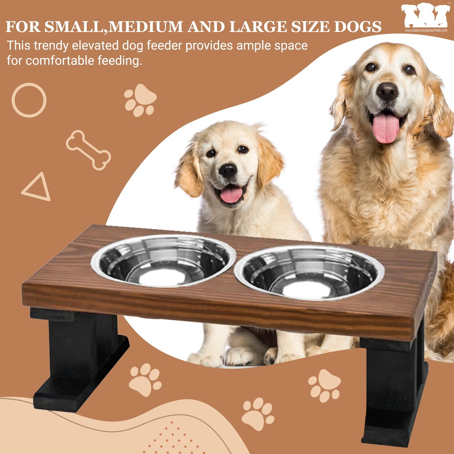2 Bowl Elevated Regular Feeder - New Design BearwoodEssentials-Elevated Pet Feeders