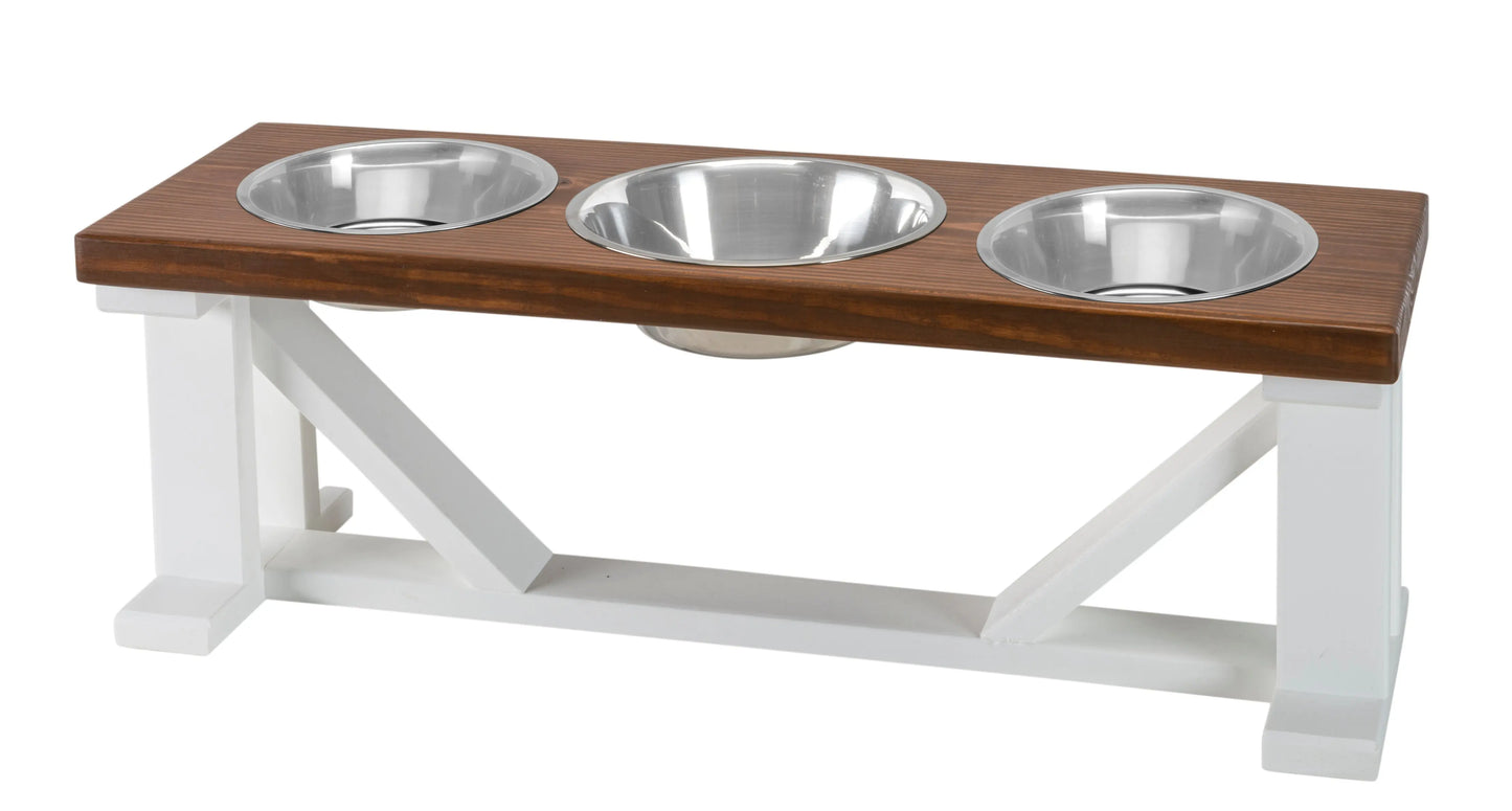 3 Bowl Dog Feeder and Stand Best Triple Diner Feeder For Your Pet BearwoodEssentials-Elevated Pet Feeders