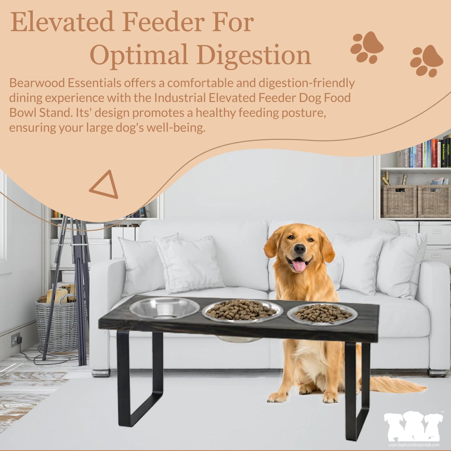 Metal Bowl Stand with Larger Bowl, Elevated Pet Feeding Station (2 Size/3 Colors) BearwoodEssentials-Elevated Pet Feeders