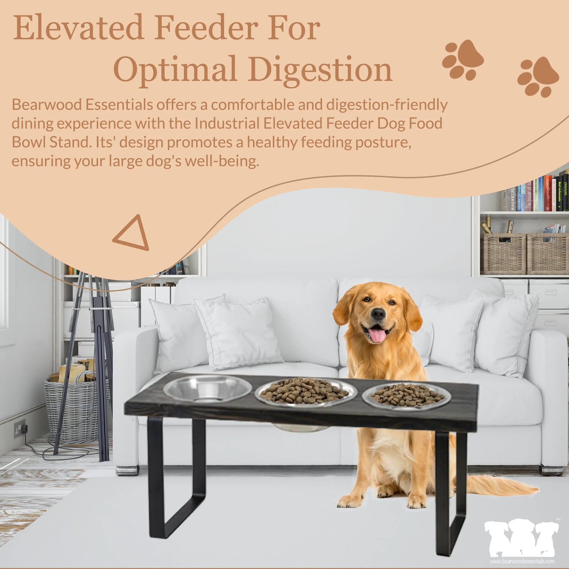 Metal Bowl Stand with Larger Bowl, Elevated Pet Feeding Station (2 Size/3 Colors) BearwoodEssentials-Elevated Pet Feeders
