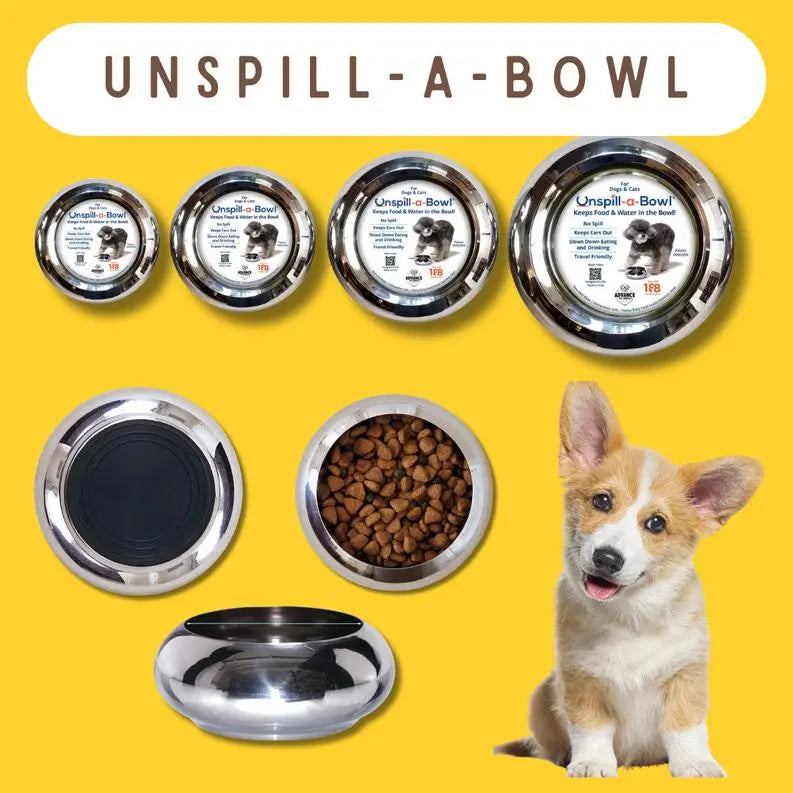 Unspill-a-Bowl 18/8 Stainless Steel Pet Bowl BearwoodEssentials-Elevated Pet Feeders