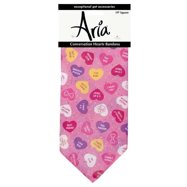 AR Conversation Hearts Bandana Pnk BearwoodEssentials-Elevated Pet Feeders