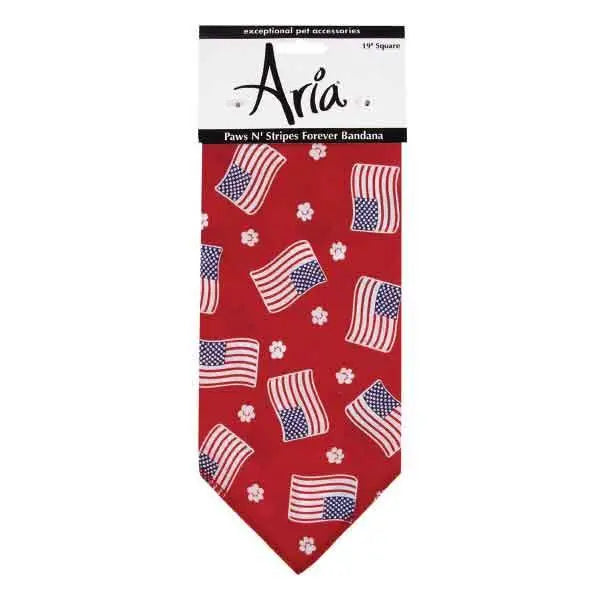 AR Paws N Stripes Forever Bandana Red BearwoodEssentials-Elevated Pet Feeders
