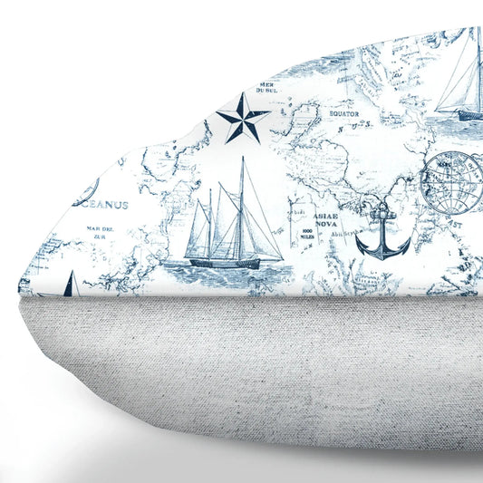 Carta Marina Light Vintage Nautical Toile Dog Cushion Nauti-dog Handmade