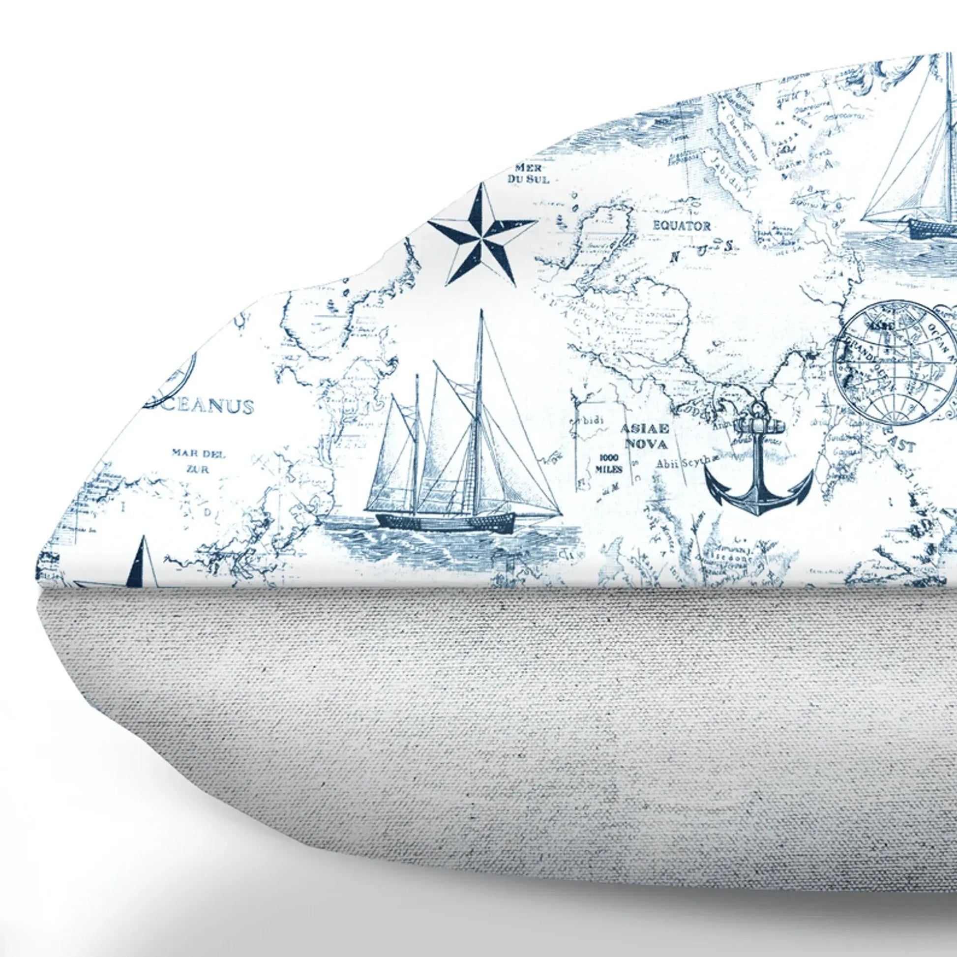 Carta Marina Light Vintage Nautical Toile Dog Cushion Nauti-dog Handmade