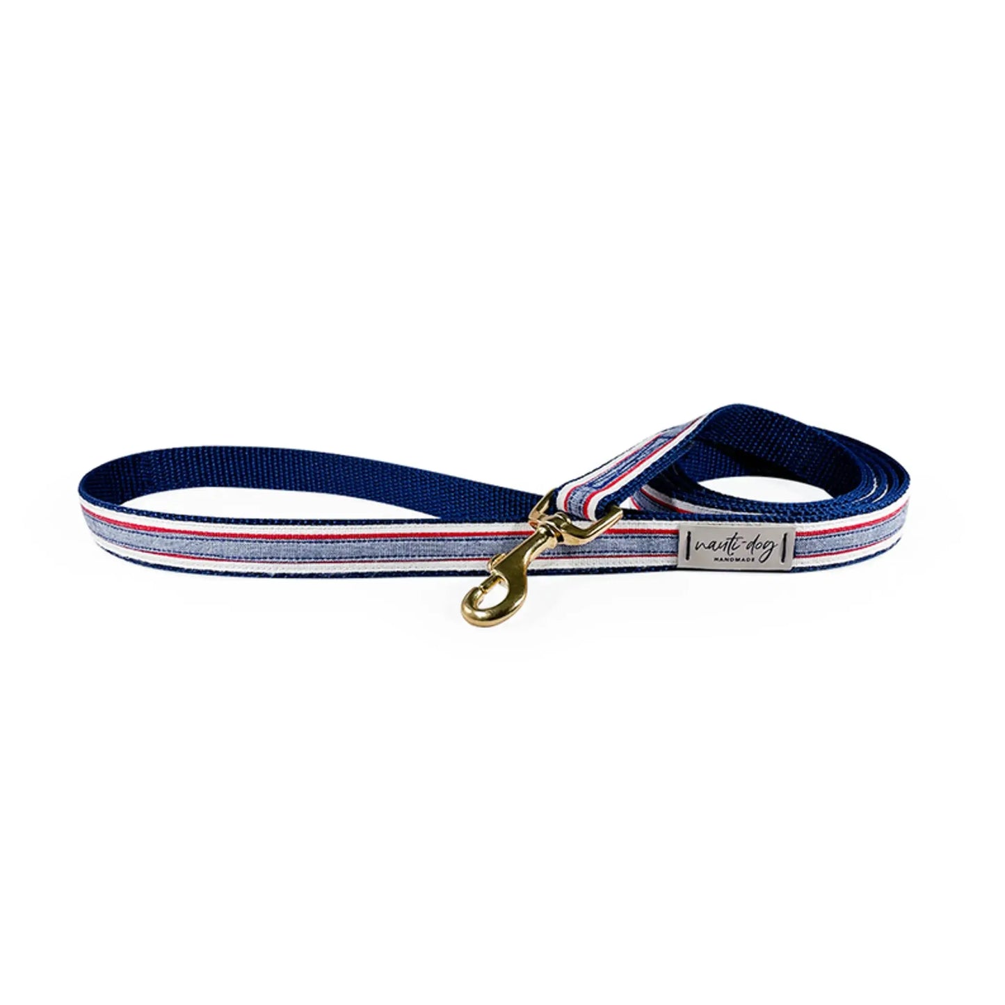 Chambray Classic Oxford Ribbon Dog Leash Nauti-dog Handmade