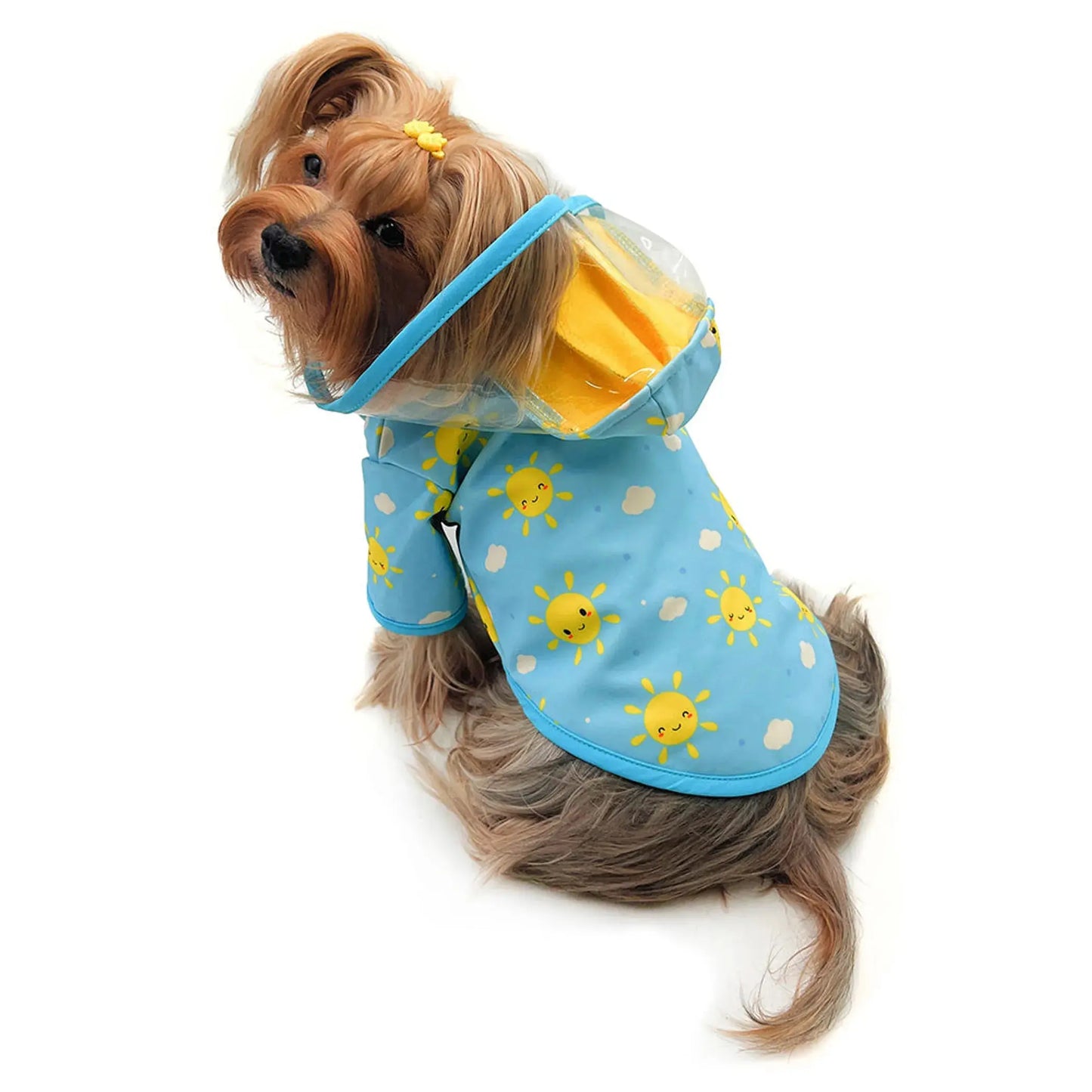 Clear View Happy Sunshine Raincoat with Fleece Lining and Detachable Hood Klippo Pet Inc