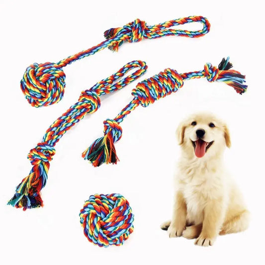Handmade Dog Chew Toy Cotton Rope Set- 4 Pieces BearwoodEssentials-Elevated Pet Feeders