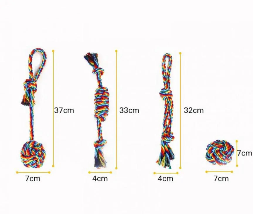 Handmade Dog Chew Toy Cotton Rope Set- 4 Pieces BearwoodEssentials-Elevated Pet Feeders