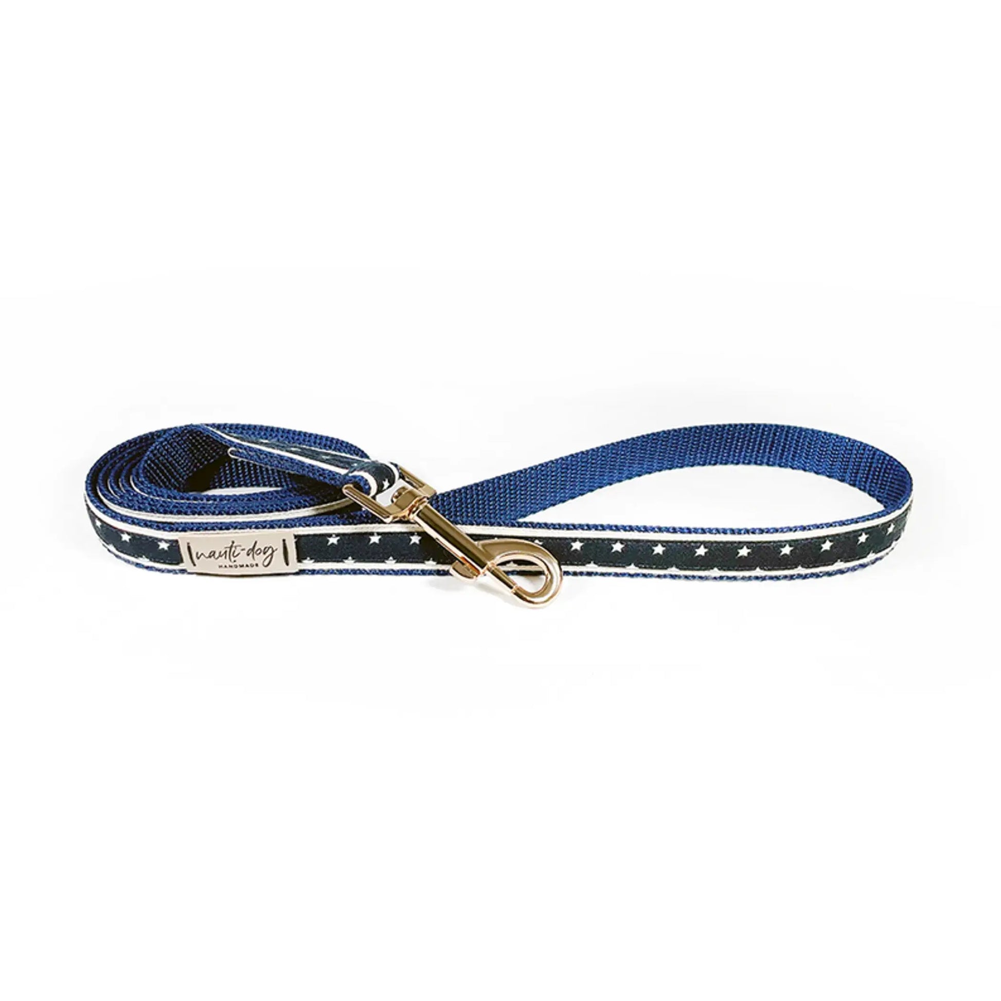 Independence Patriotic American Star Navy Ribbon Dog Leash Nauti-dog Handmade