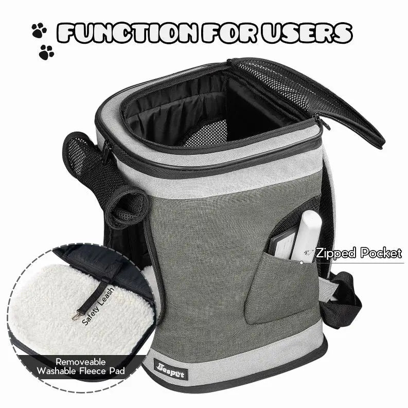 JESPET Pet Backpack Carrier for Small Dog, Puppy, Soft Carrier Backpack Ideal for Traveling, Hiking, Walking and Outdoor Activities with Family BearwoodEssentials-Elevated Pet Feeders