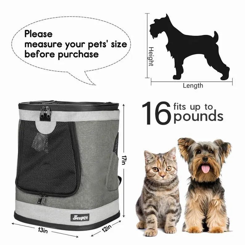 JESPET Pet Backpack Carrier for Small Dog, Puppy, Soft Carrier Backpack Ideal for Traveling, Hiking, Walking and Outdoor Activities with Family BearwoodEssentials-Elevated Pet Feeders