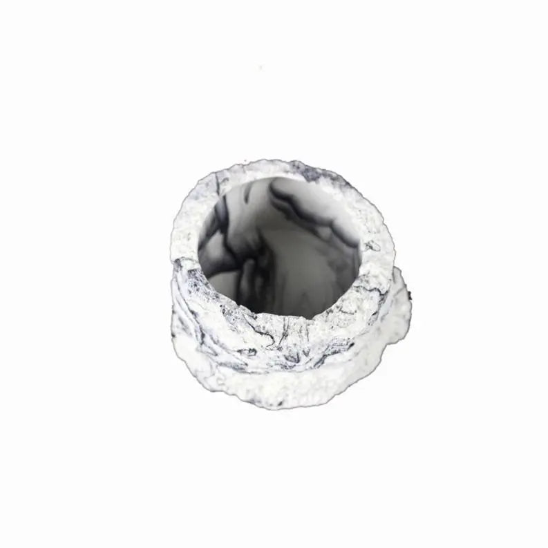 Jungle Bob Deep Round Water Bowl, White W Black Marbled Design BearwoodEssentials-Elevated Pet Feeders