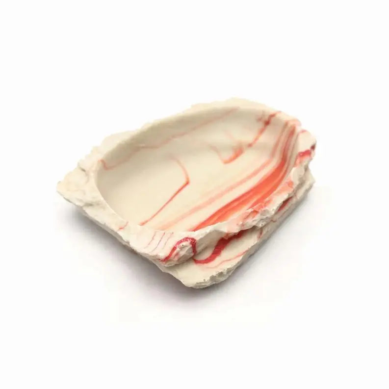 Jungle Bob White Resin Red Striped Water Bowl BearwoodEssentials-Elevated Pet Feeders