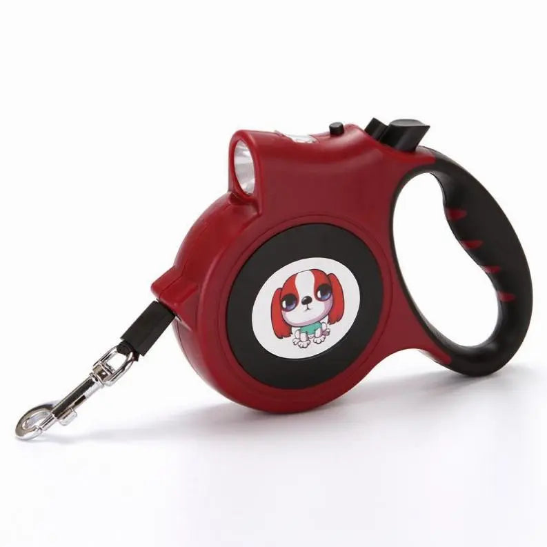 LED Lighted Retractable Nylon Dog Leash BearwoodEssentials-Elevated Pet Feeders