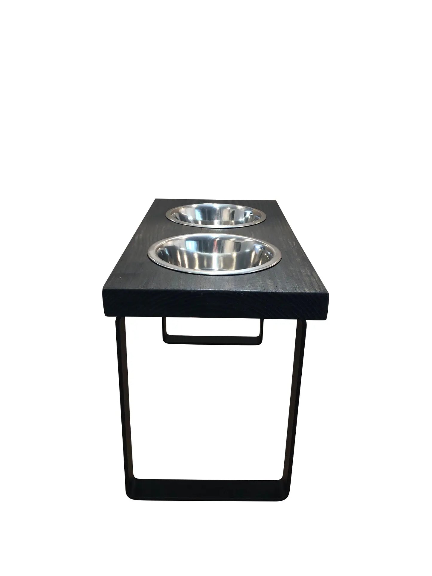Metal dog bowl feeder. Handmade in two sizes to fit medium or large size dog. BearwoodEssentials-Elevated Pet Feeders