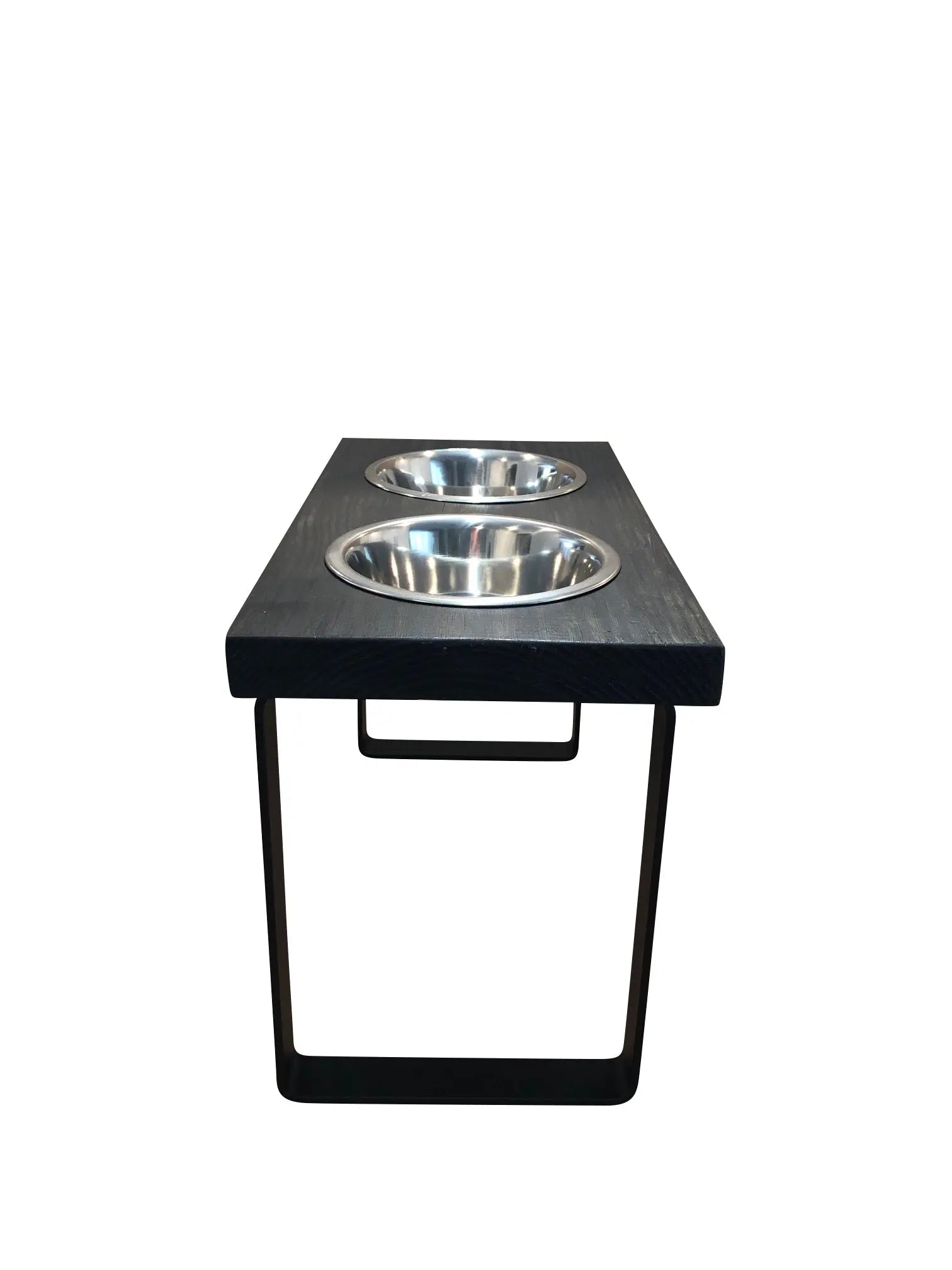 Metal dog bowl feeder. Handmade in two sizes to fit medium or large size dog. BearwoodEssentials-Elevated Pet Feeders