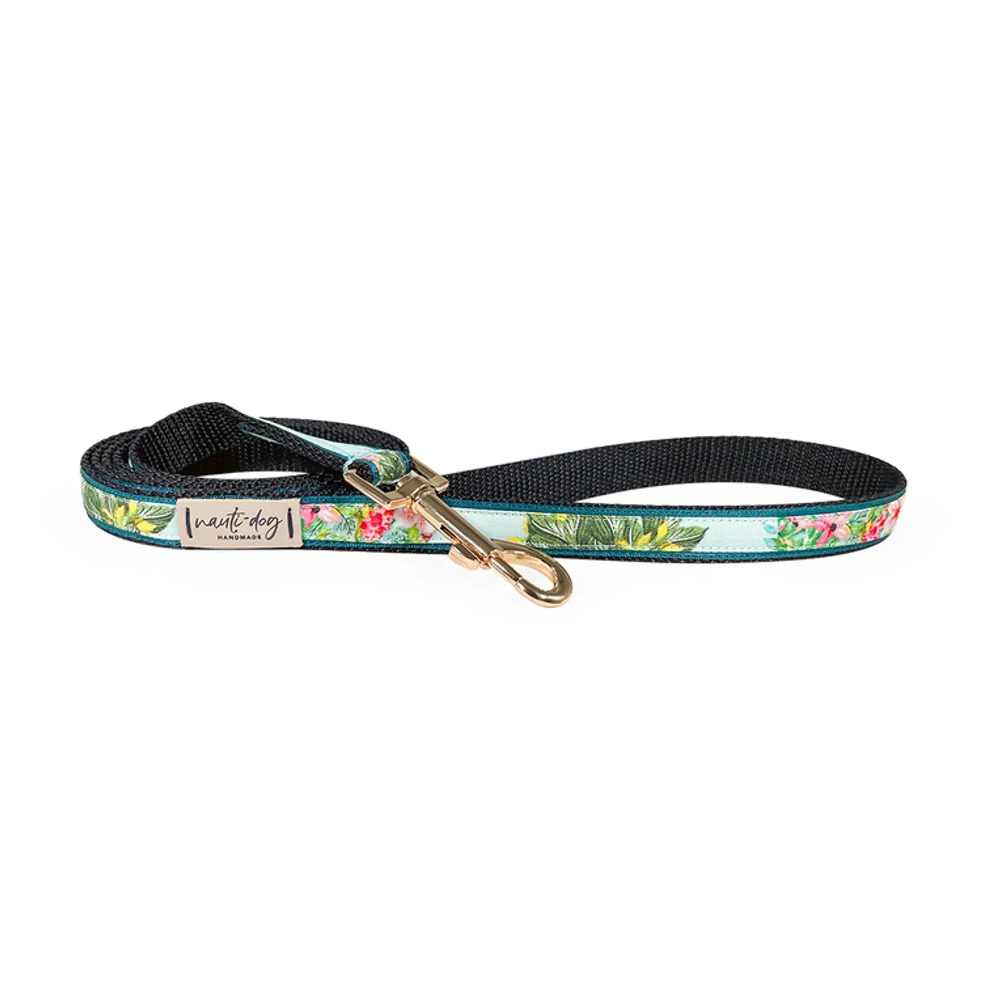 Pina Tropical Floral Pineapple Ribbon Dog Leash Nauti-dog Handmade