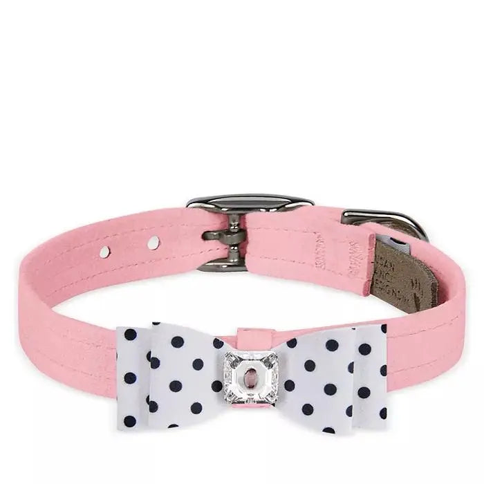 Susan Lanci Designs Black & White Houndstooth Big Bow Collar BearwoodEssentials-Elevated Pet Feeders