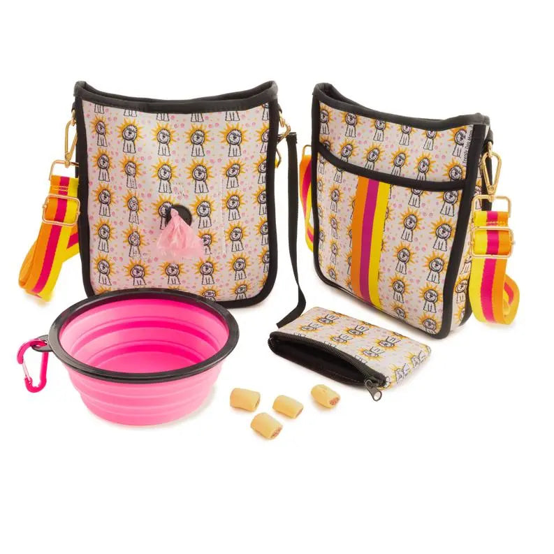 "The Golden One" Goldendoodle Dog Walking Messenger Bag Set BearwoodEssentials-Elevated Pet Feeders