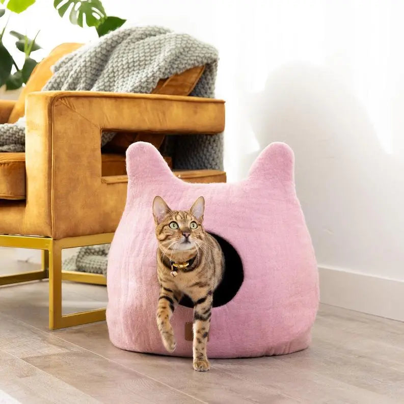 Whimsical Cat Ear Cave Bed BearwoodEssentials-Elevated Pet Feeders