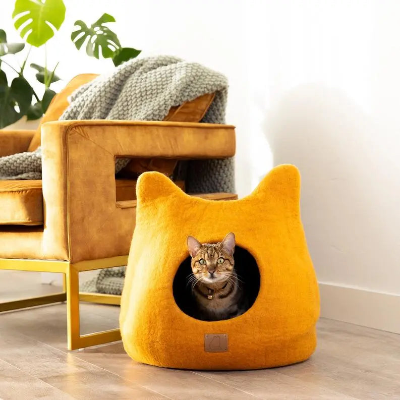 Whimsical Cat Ear Cave Bed BearwoodEssentials-Elevated Pet Feeders