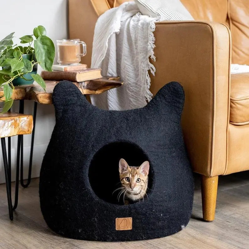 Whimsical Cat Ear Cave Bed BearwoodEssentials-Elevated Pet Feeders
