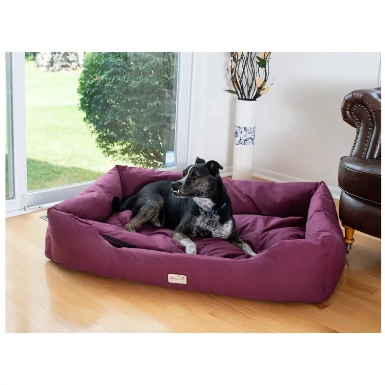 Armarkat Bolstered Dog Bed, Burgundy,In M/L/XL 3 Sizes BearwoodEssentials-Elevated Pet Feeders
