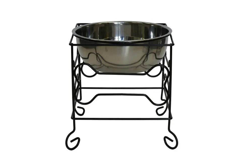 YML Wrought Iron Stand with Single Stainless Steel Feeder Bowl BearwoodEssentials-Elevated Pet Feeders