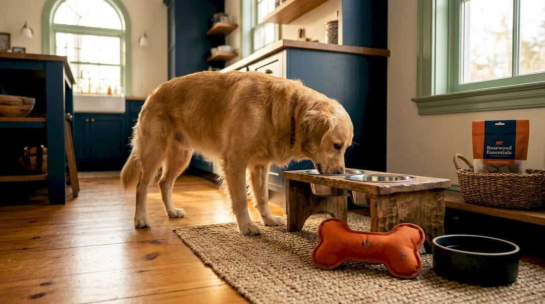 Correct bowl height for large breeds: feeding guide BearwoodEssentials-Elevated Pet Feeders