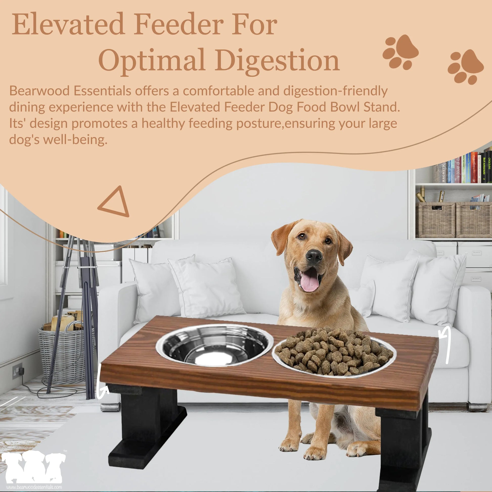 Large 12 Tall Elevated Dog & Pet Feeder- Double Bowl Raised Food & Water Stand- Includes 2 Extra Stainless Steel Bowls, 4 Bowls Total