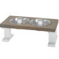 2 Bowl Elevated Regular Feeder - New Design - White Base BearwoodEssentials-Elevated Pet Feeders