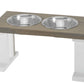 2 Bowl Elevated Regular Feeder - New Design - White Base BearwoodEssentials-Elevated Pet Feeders