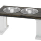 2 Bowl Elevated Regular Feeder - New Design - White Base BearwoodEssentials-Elevated Pet Feeders