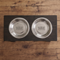 Elevated Dog Bowl, 2 Bowl Classic Farmhouse, Black Bases BearwoodEssentials-Elevated Pet Feeders