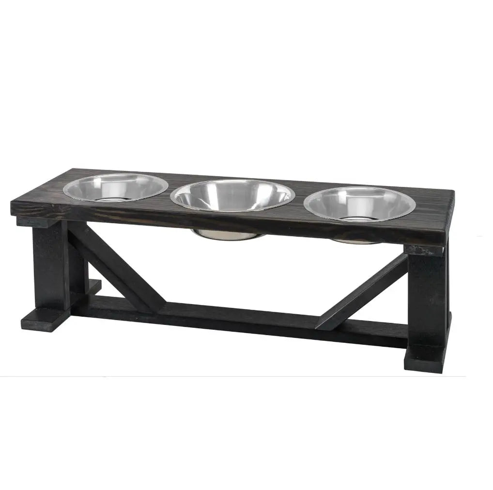 3 Bowl Dog Stand Best Pets Triple Dinner Feeder With Black Bases - Perfect For Big Dogs BearwoodEssentials-Elevated Pet Feeders
