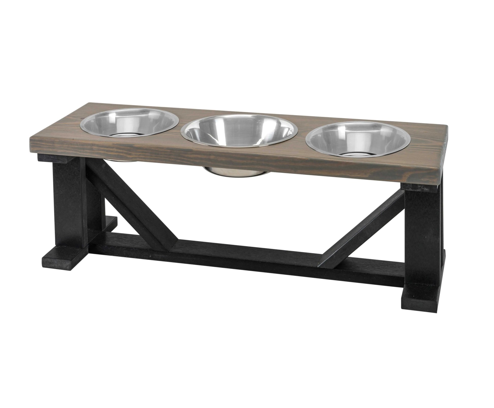 3 Bowl Dog Stand Best Pets Triple Dinner Feeder With Black Bases - Perfect For Big Dogs BearwoodEssentials-Elevated Pet Feeders