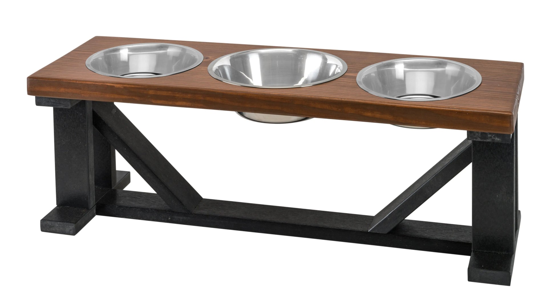 3 Bowl Dog Stand Best Pets Triple Dinner Feeder With Black Bases - Perfect For Big Dogs BearwoodEssentials-Elevated Pet Feeders