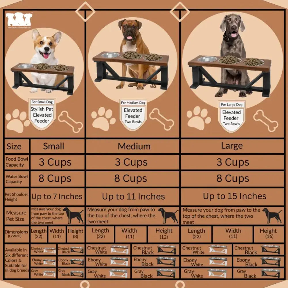 3 Bowl Dog Stand Best Pets Triple Dinner Feeder With Black Bases - Perfect For Big Dogs BearwoodEssentials-Elevated Pet Feeders