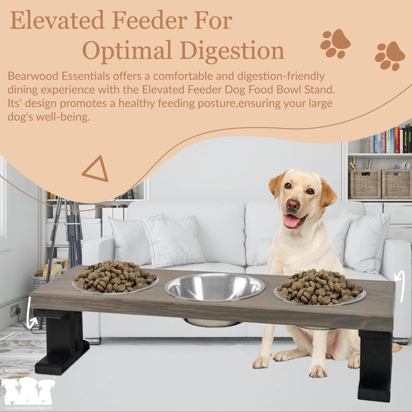 3 Bowl Elevated Regular Feeder - New Design BearwoodEssentials-Elevated Pet Feeders