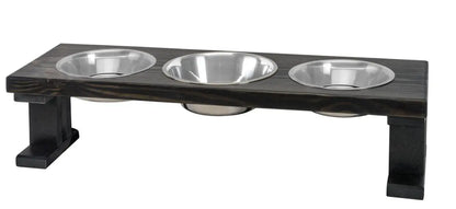3 Bowl Elevated Regular Feeder - New Design - Black Base BearwoodEssentials-Elevated Pet Feeders