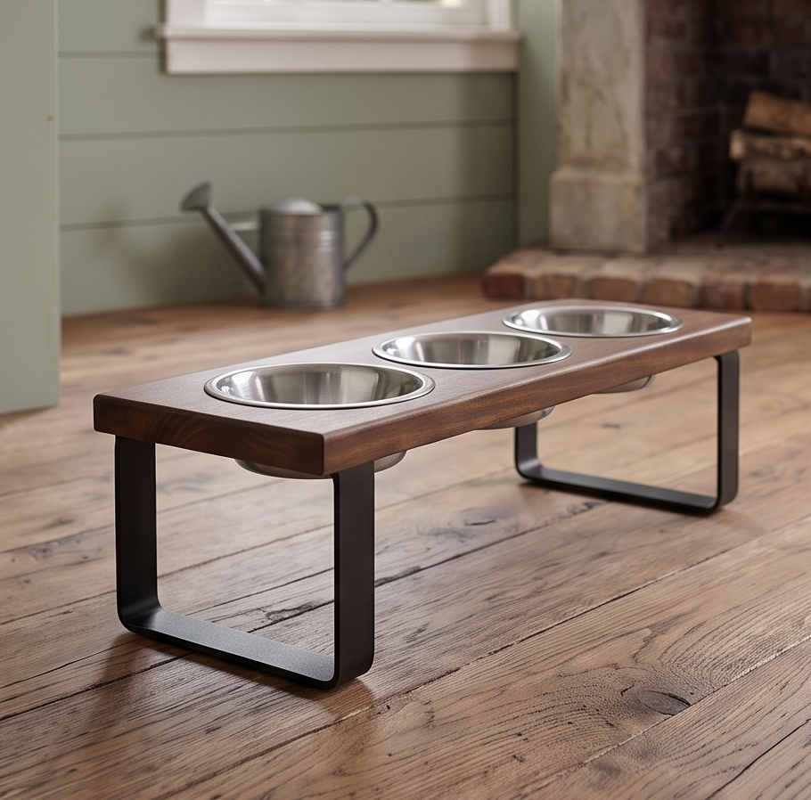 Metal Bowl Stand with Larger Bowl, Elevated Pet Feeding Station (2 Size/3 Colors) BearwoodEssentials-Elevated Pet Feeders