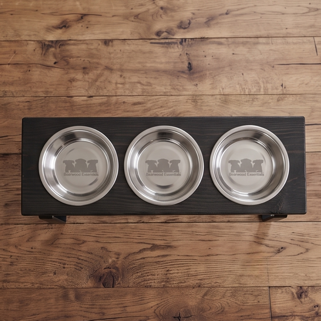 Metal Bowl Stand with Larger Bowl, Elevated Pet Feeding Station (2 Size/3 Colors) BearwoodEssentials-Elevated Pet Feeders