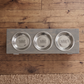 3 Bowl Dog Feeder and Stand Best Triple Diner Feeder For Your Pet - White Base BearwoodEssentials-Elevated Pet Feeders