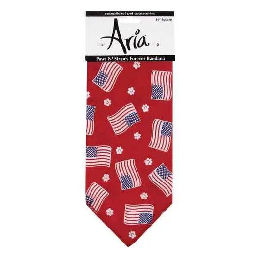 AR Paws N Stripes Forever Bandana Red BearwoodEssentials-Elevated Pet Feeders