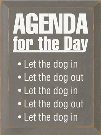 Agenda for the Day Dog in-out Wood Sign BearwoodEssentials-Elevated Pet Feeders