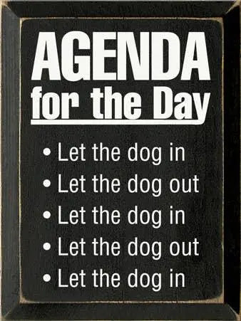 Agenda for the Day Dog in-out Wood Sign BearwoodEssentials-Elevated Pet Feeders