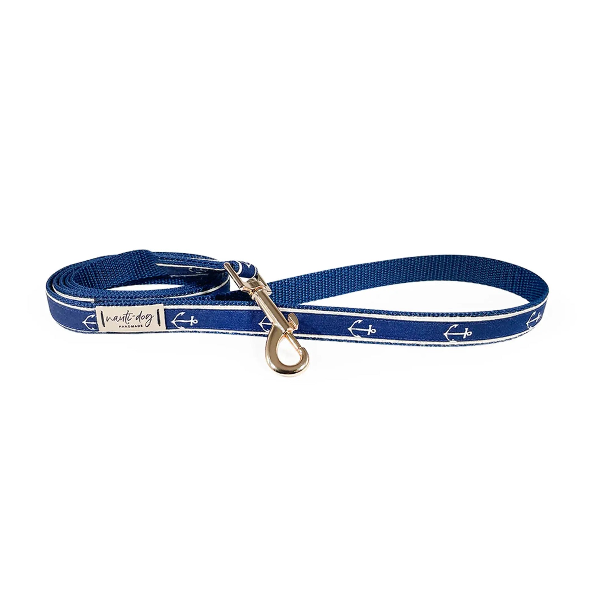 Anchors Away Ribbon Dog Leash Nauti-dog Handmade
