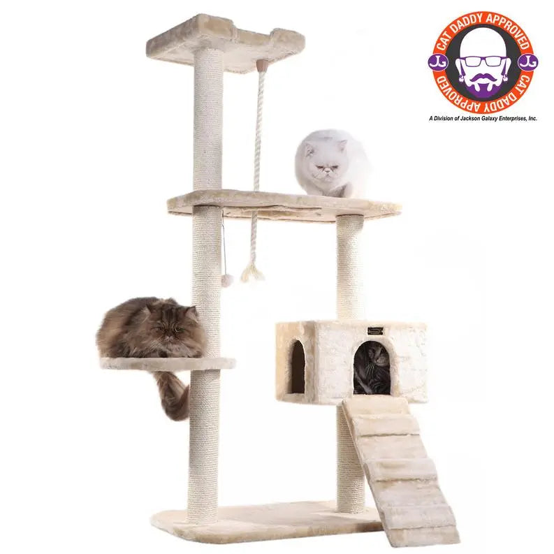 Armarkat Natural Sisal Scratching Cat Tree 58 Height BGE BearwoodEssentials-Elevated Pet Feeders