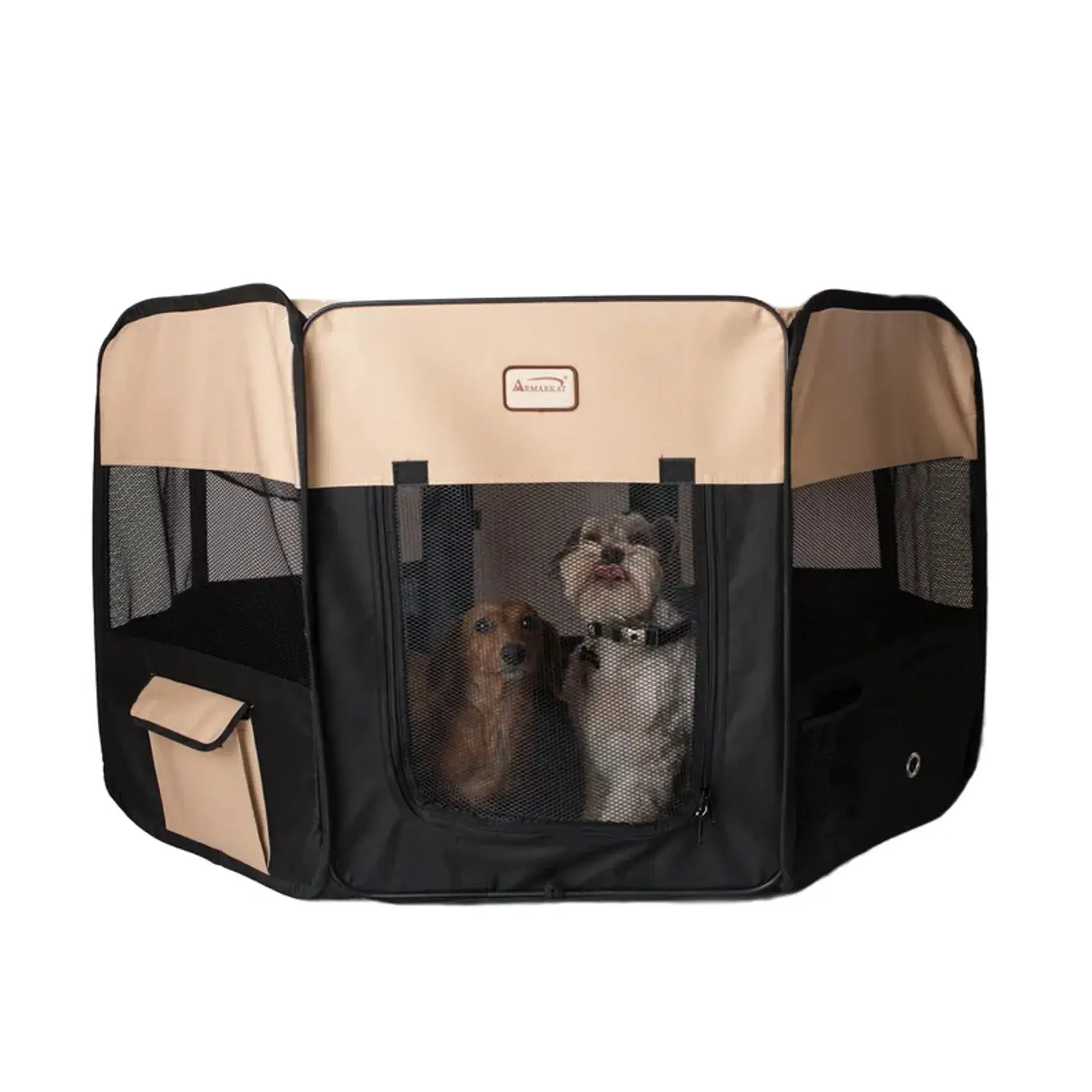 Armarkat PP003BGE-XL Portable Pet Playpen In Bk and Bge Comb AeroMark